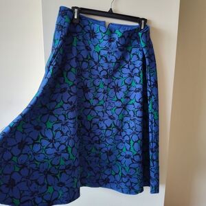 Lane Bryant Blue and Green Floral A-Line Skirt